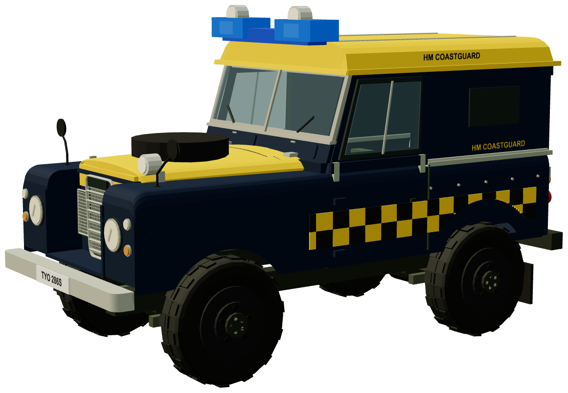 HM Coastguard Cliff Rescue Series III 88 — three-quarter view, registry 3D render