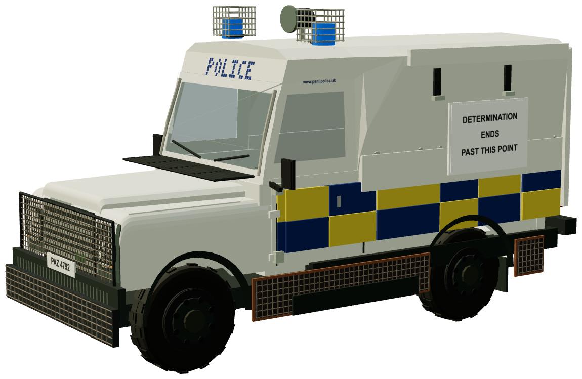 Hobson Industries Armoured Land Rover Prototype — three-quarter view, registry 3D render