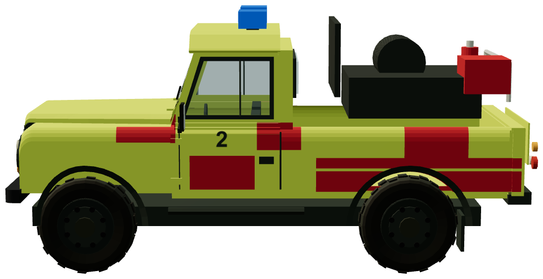 Invicta Helipad Fire Defender — side view, registry 3D render