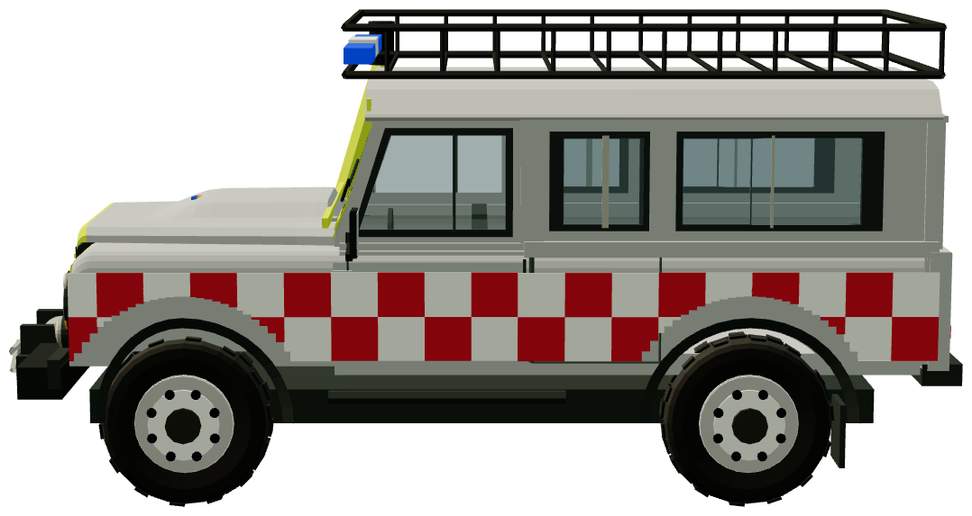 Langdale and Ambleside MRT Defender — side view, registry 3D render