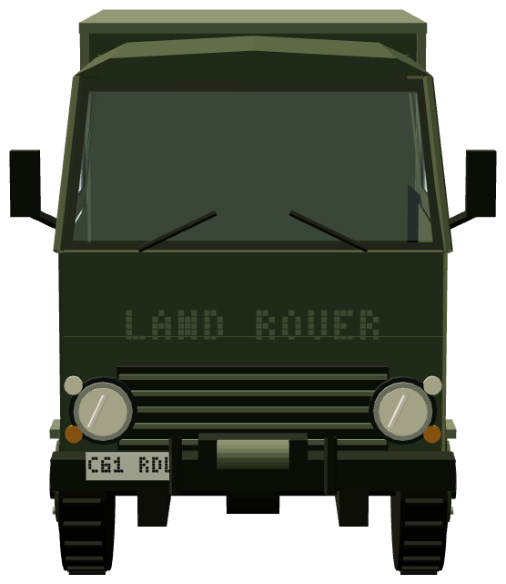 Land Rover Llama — front view, registry 3D render
