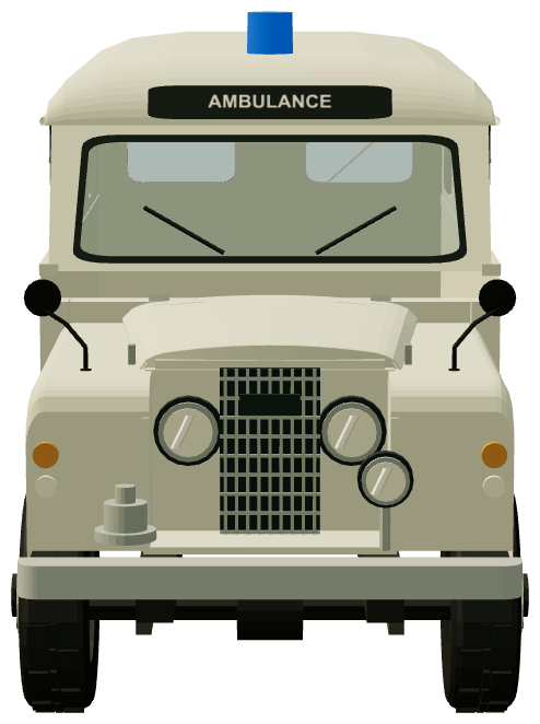 Lomas 109 Ambulance — front view, registry 3D render
