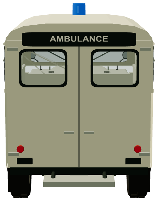 Lomas 109 Ambulance — rear view, registry 3D render