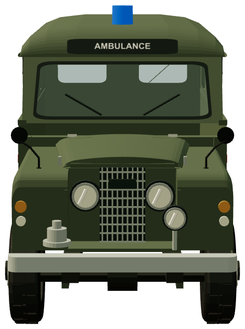 Lomas 109 Ambulance — front view, registry 3D render