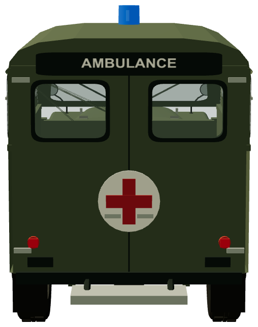 Lomas 109 Ambulance — rear view, registry 3D render