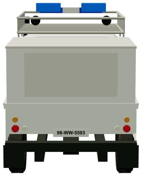 Louth Civil Defence Fire & Flood Response Defender — rear view, registry 3D render