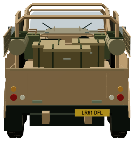 LRPV 6×6 — rear view, registry 3D render