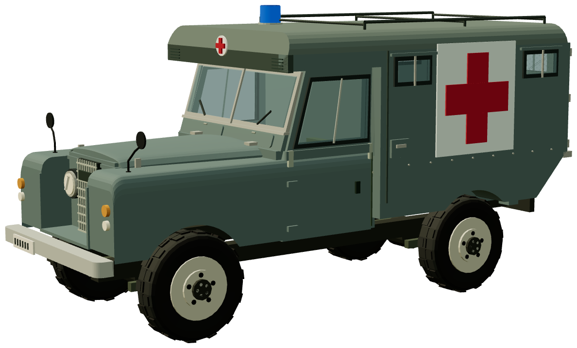 UK Marshal Body Ambulance — three-quarter view, registry 3D render