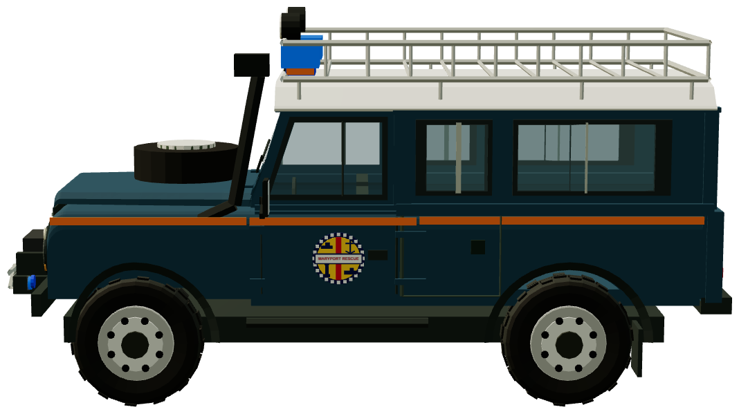 Maryport Inshore Rescue Defender 110 — side view, registry 3D render