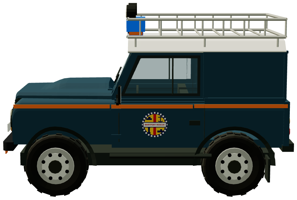 Maryport Inshore Rescue Defender 90 — side view, registry 3D render