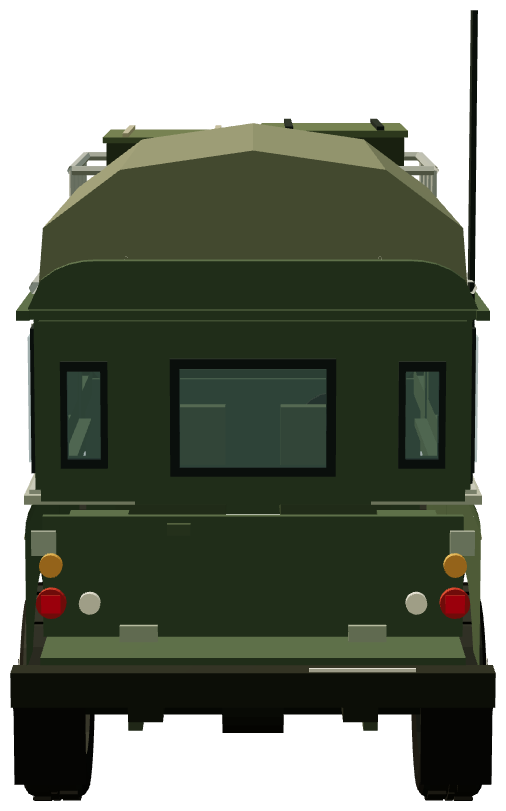 Military Carawagon command vehicle — rear view, registry 3D render