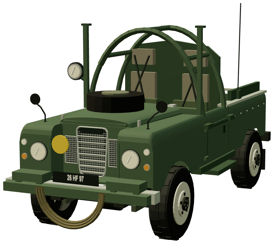 Mine Protected Land Rover — front three-quarter view, registry 3D render