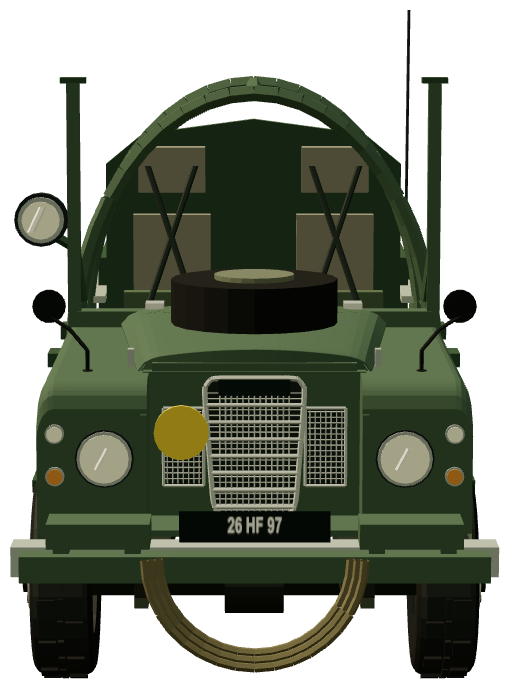 Mine Protected Land Rover — front view, registry 3D render