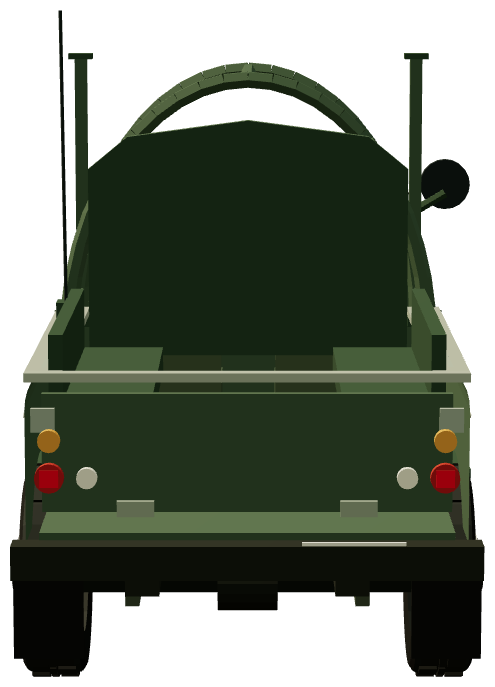 Mine Protected Land Rover — rear view, registry 3D render