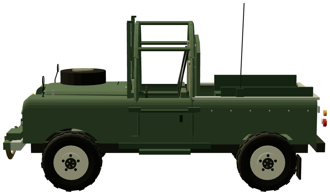 Mine Protected Land Rover — side view, registry 3D render