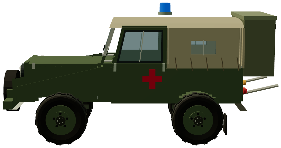 Minerva Field Ambulance — side view, registry 3D render
