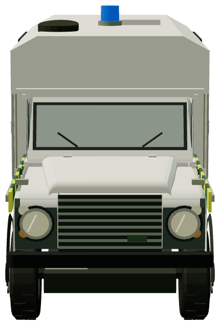 MMB Defender 130 St John ambulance — front view, registry 3D render