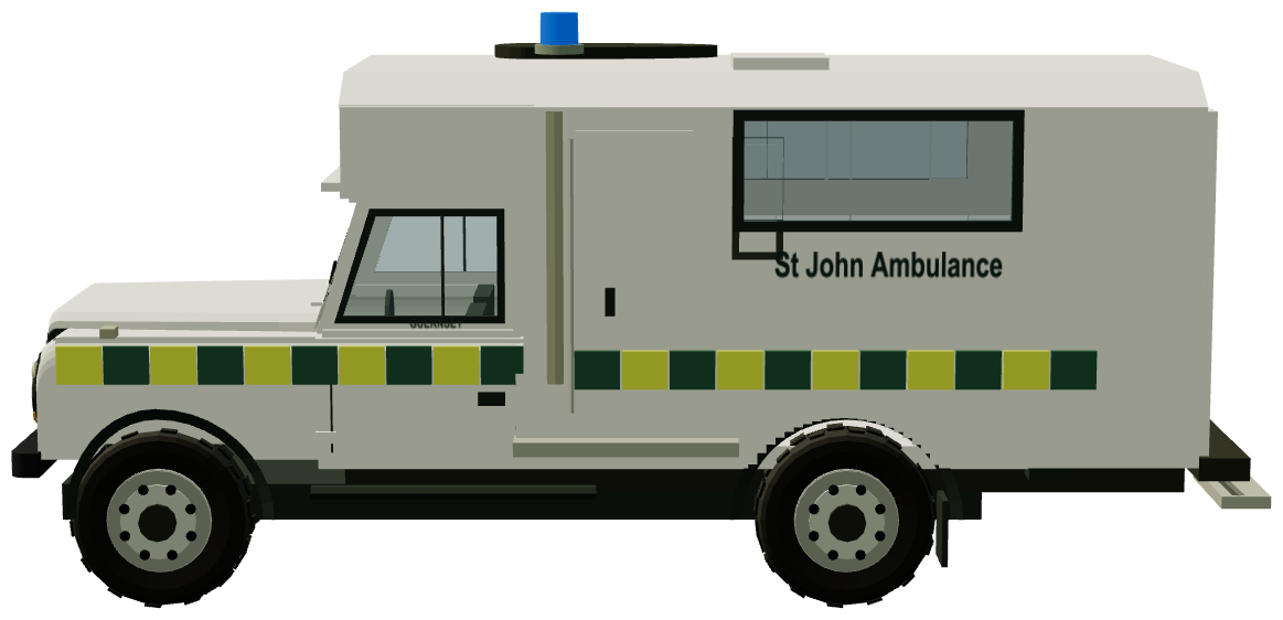 MMB Defender 130 St John ambulance — side view, registry 3D render