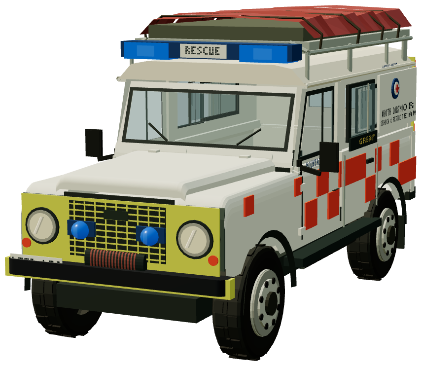 Mountain Rescue Defender 110 — front three-quarter view, registry 3D render