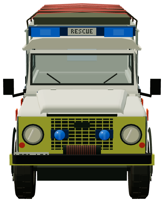 Mountain Rescue Defender 110 — front view, registry 3D render