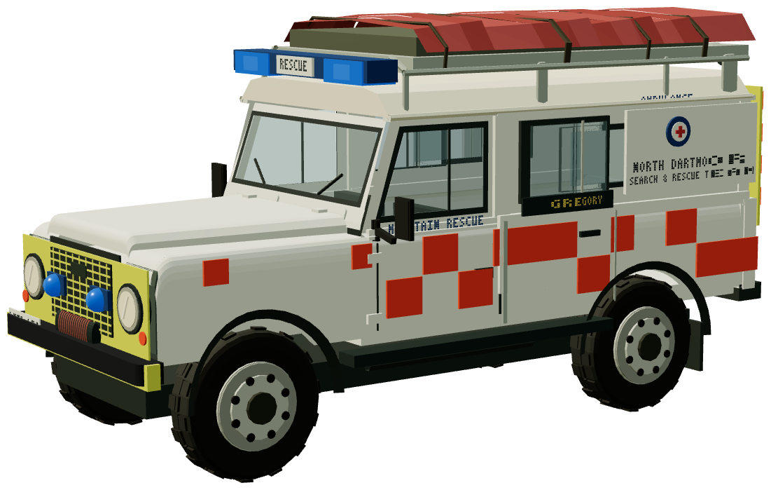 Mountain Rescue Defender 110 — three-quarter view, registry 3D render