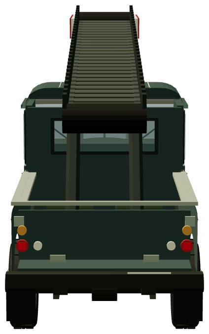 Moy 109 conveyor Land Rover — rear view, registry 3D render