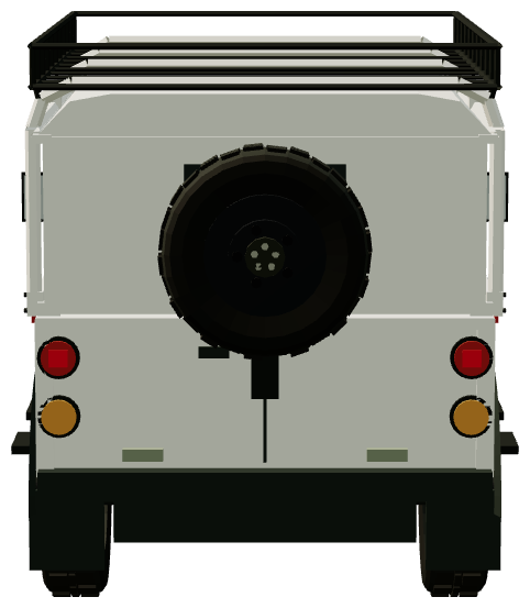 NAS Defender 110 — rear view, registry 3D render