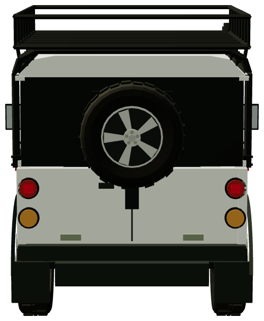 NAS Defender 90 — rear view, registry 3D render