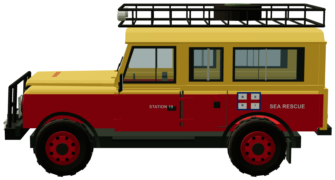 NSRI Richards Bay Camel Trophy Defender 110 — side view, registry 3D render