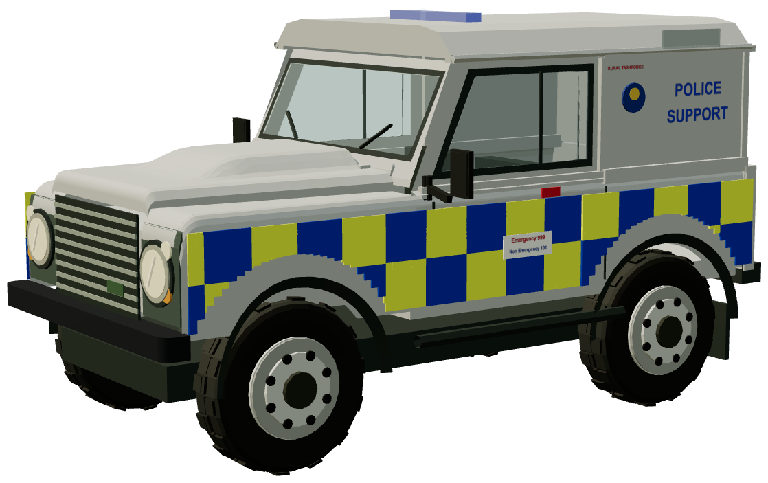 North Yorkshire Police Rural Task Force Defender — three-quarter view, registry 3D render