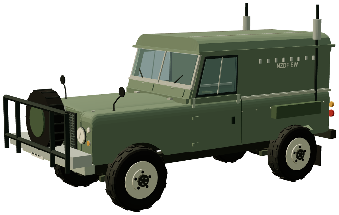New Zealand Stage 1 electronic-warfare vehicle — three-quarter view, registry 3D render