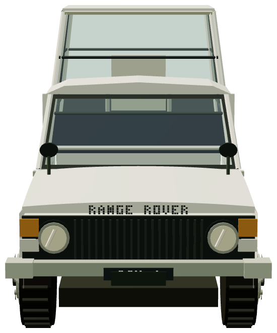 Ogle Range Rover Popemobile — front view, registry 3D render