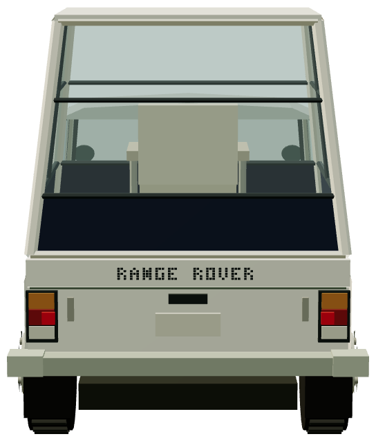 Ogle Range Rover Popemobile — rear view, registry 3D render
