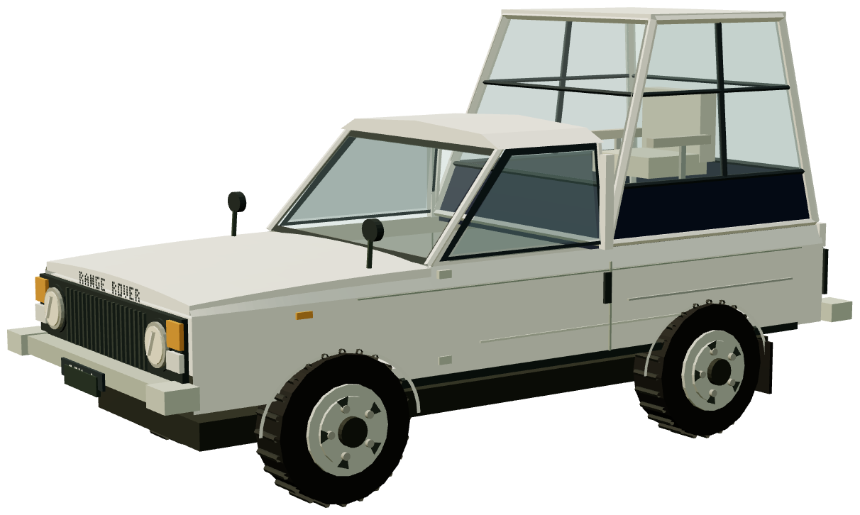 Ogle Range Rover Popemobile — three-quarter view, registry 3D render