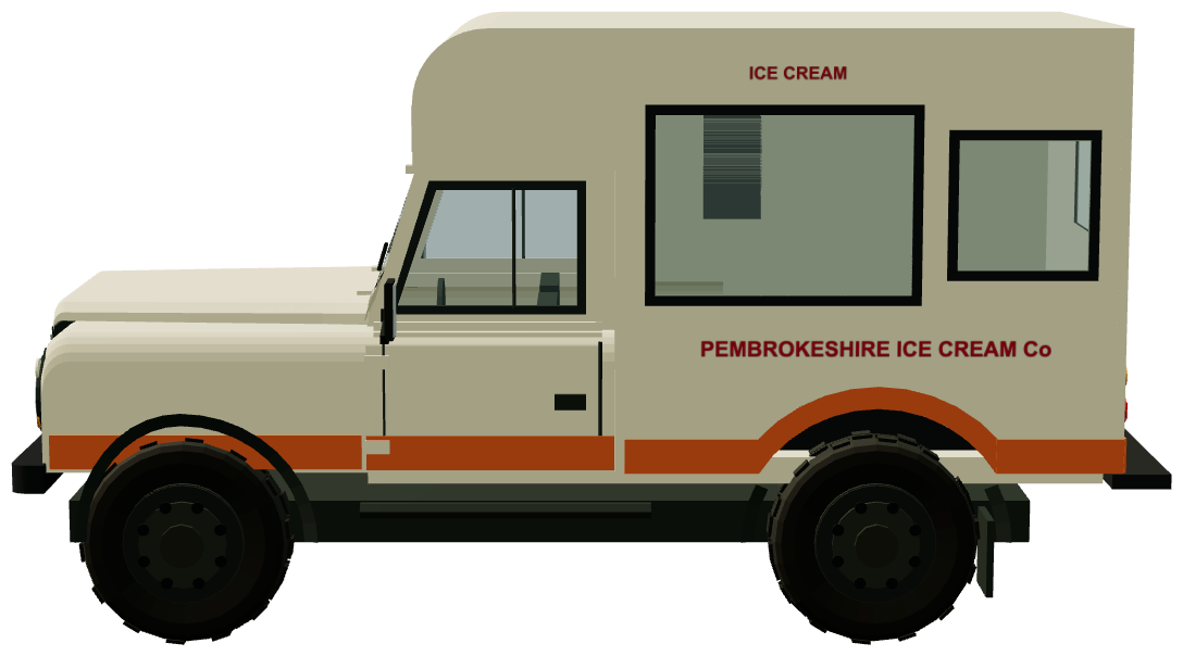 Pembrokeshire Ice Cream Co. Land Rover 110 — side view, registry 3D render