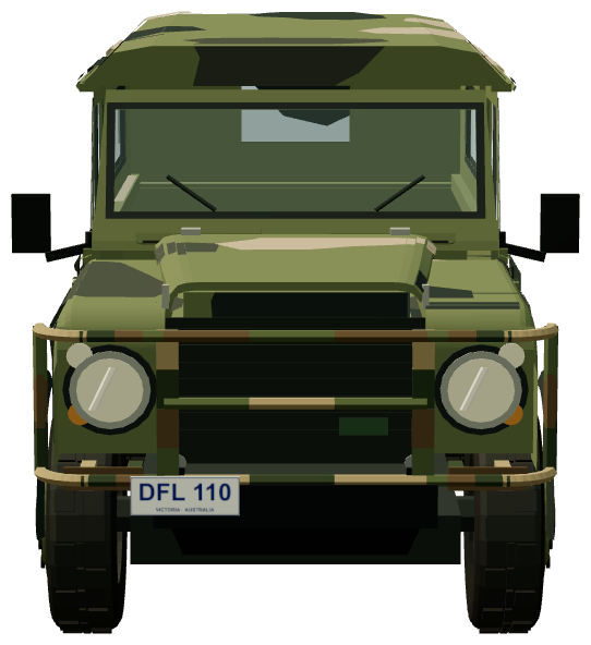 Perentie 4×4 Hard Top — front view, registry 3D render