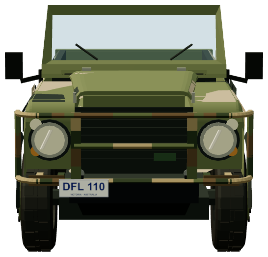 Perentie 4×4 No Roof — front view, registry 3D render