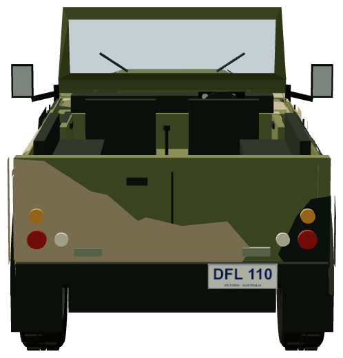 Perentie 4×4 No Roof — rear view, registry 3D render