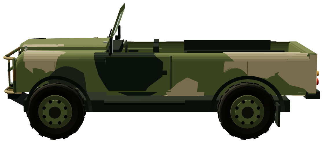Perentie 4×4 No Roof — side view, registry 3D render