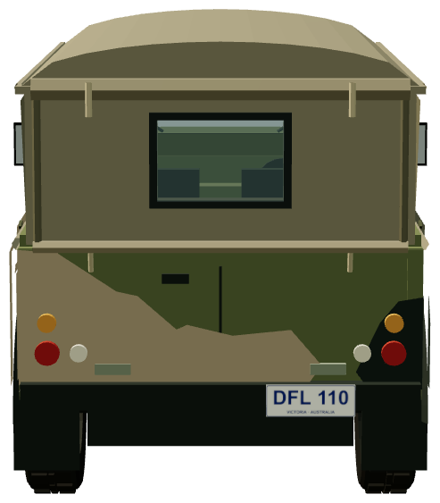 Perentie 4×4 Canvas — rear view, registry 3D render