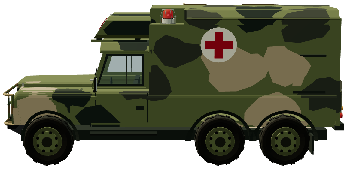 Perentie 6×6 Ambulance — side view, registry 3D render