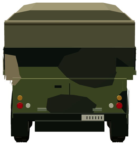 Perentie 6×6 Dual Cab — rear view, registry 3D render