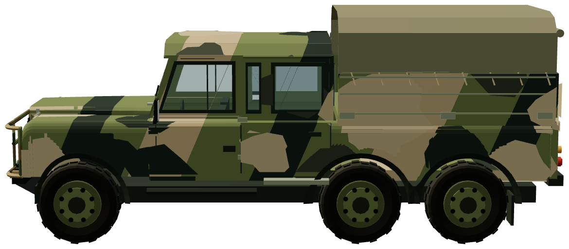 Perentie 6×6 Dual Cab — side view, registry 3D render