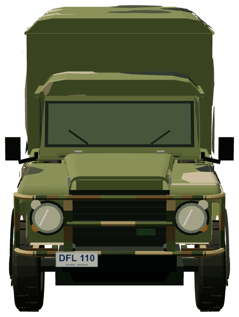 Perentie 6×6 Hard Top — front view, registry 3D render