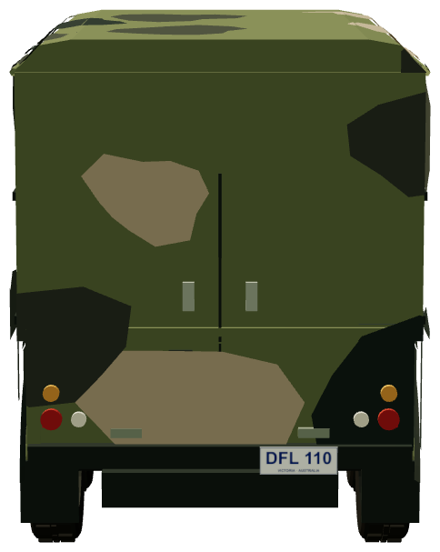 Perentie 6×6 Hard Top — rear view, registry 3D render