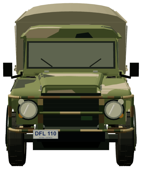 Perentie 6×6 Canvas — front view, registry 3D render