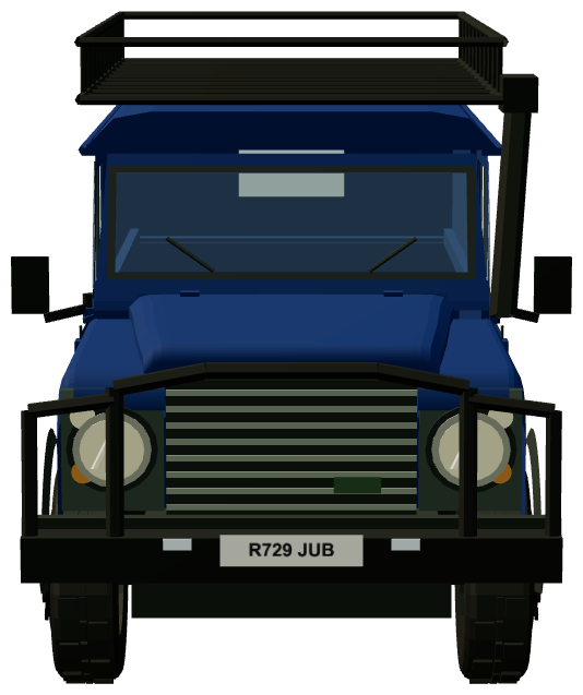Pizza Overland Defender 110 — front view, registry 3D render