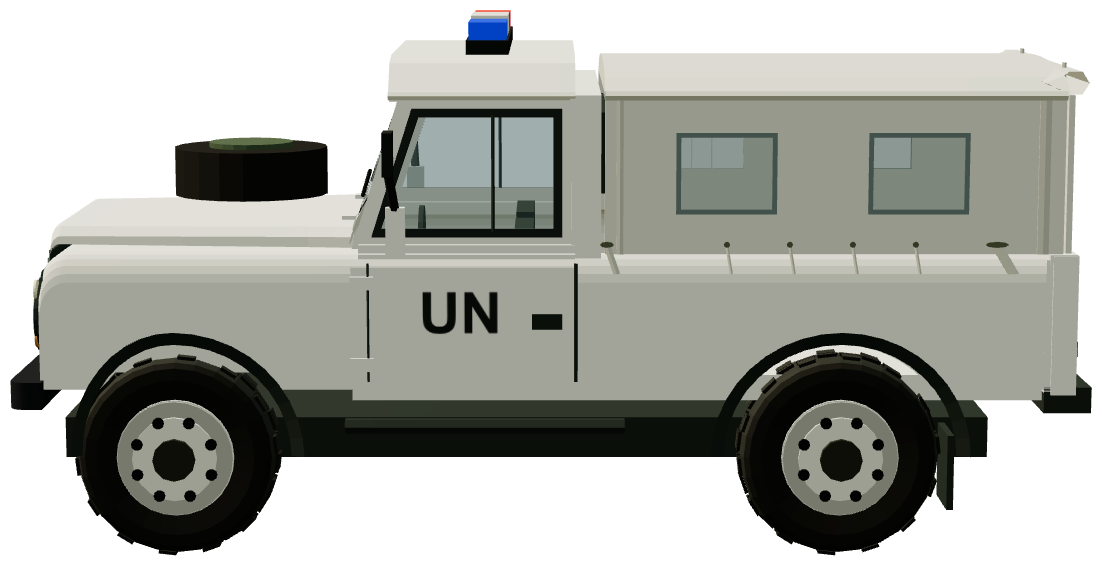 PKW UNIFIL Zandarmeria Wojskowa Defender 110 — side view, registry 3D render