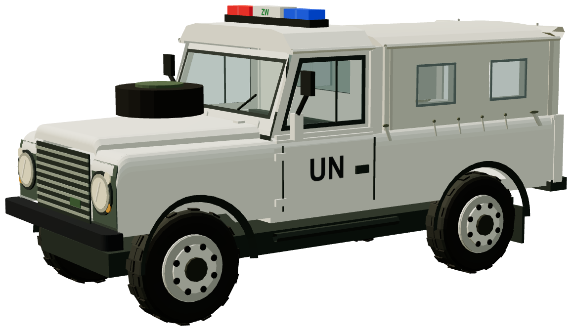 PKW UNIFIL Zandarmeria Wojskowa Defender 110 — three-quarter view, registry 3D render