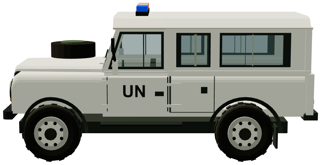 PKW UNIFIL Zandarmeria Wojskowa Defender 110 Station Wagon — side view, registry 3D render